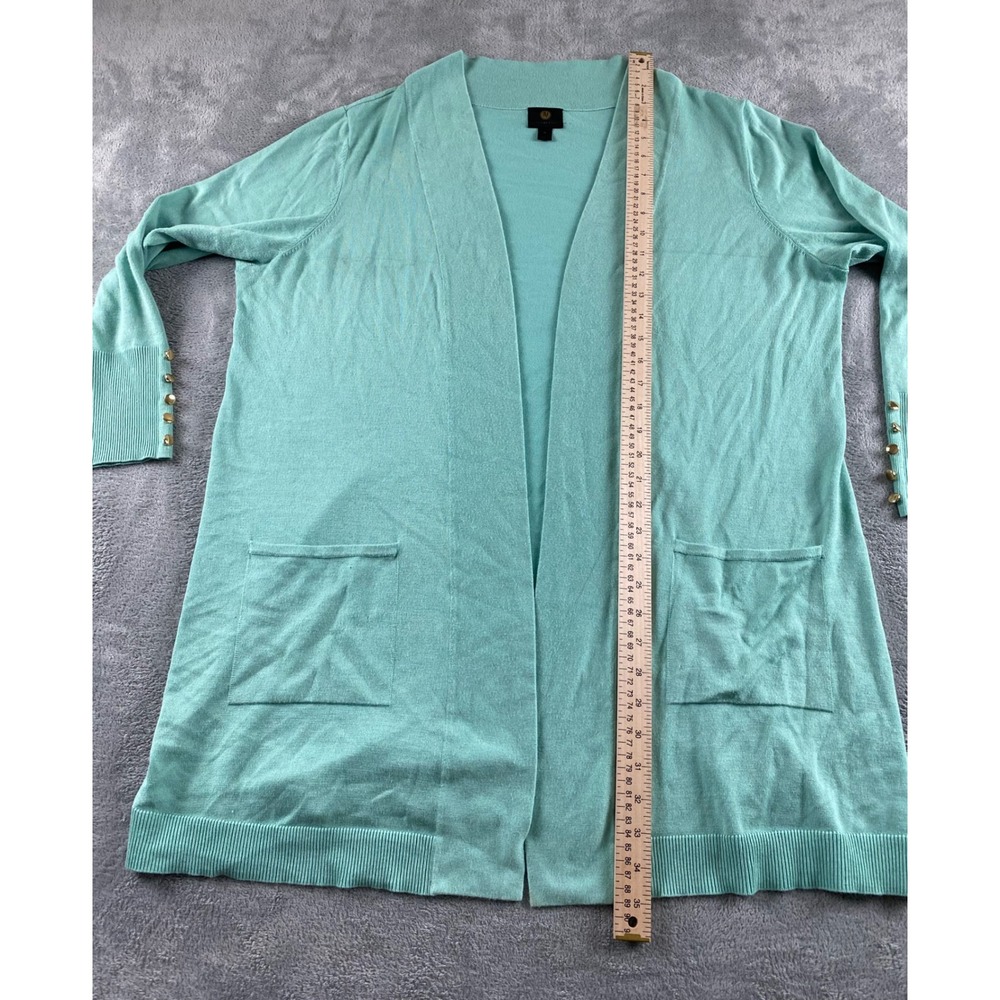 JM Collection Womens Plus 2X Aqua Mint Green Open Front Cardigan Gold Buttons - Picture 8 of 11